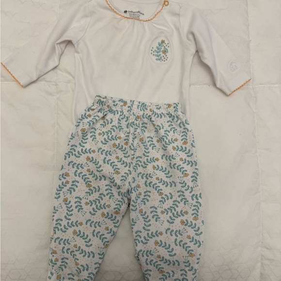 Babycottons Floral Baby Pajama Set - White, Green, Yellow - Picture 5 of 7